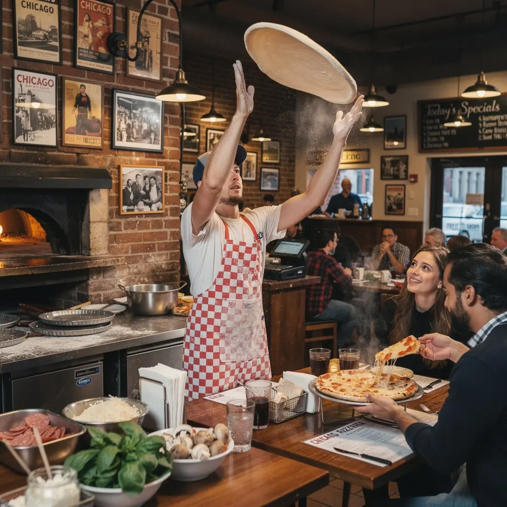Традиционный завтрак с блинами и кленовым сиропом, поданный на столе в кафе