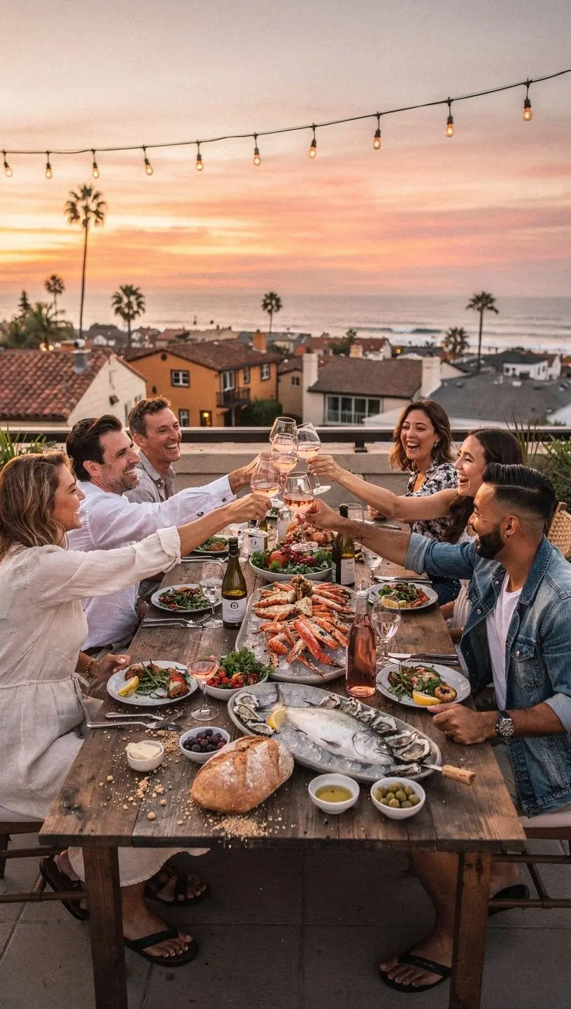 Панорамный вид на ресторан с местной кухней, заполненный довольными посетителями.